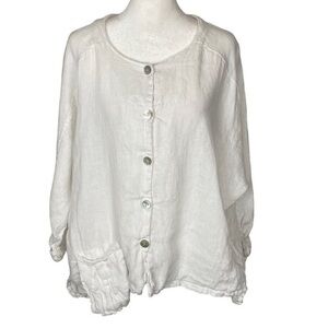 BELLE FRANCE 100% LINEN MADE IN ITALY WHITE TOP